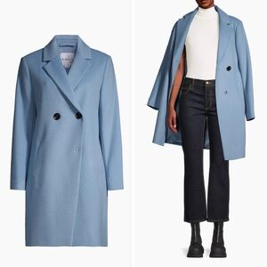 SAM EDELMAN Wool-Blend Double-Breasted Cutaway Coat in Sky Blue Size S NWT